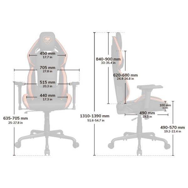 Silla Gamer Cougar Hotrod Brazos 3d Ajustable SILLA COUGAR HOTROD ORANGE