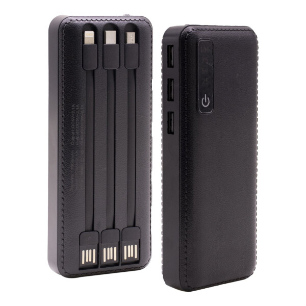 Cargador Powerbank 13000mah Micro Usb Lightning Tipo C Variante Color Negro