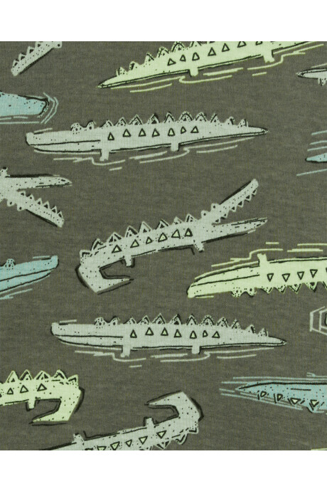 Pijama cuatro piezas de algodón, dos pantalones y dos remeras, diseño cocodrilos. Talles 2-5T Pijama cuatro piezas de algodón, dos pantalones y dos remeras, diseño cocodrilos. Talles 2-5T