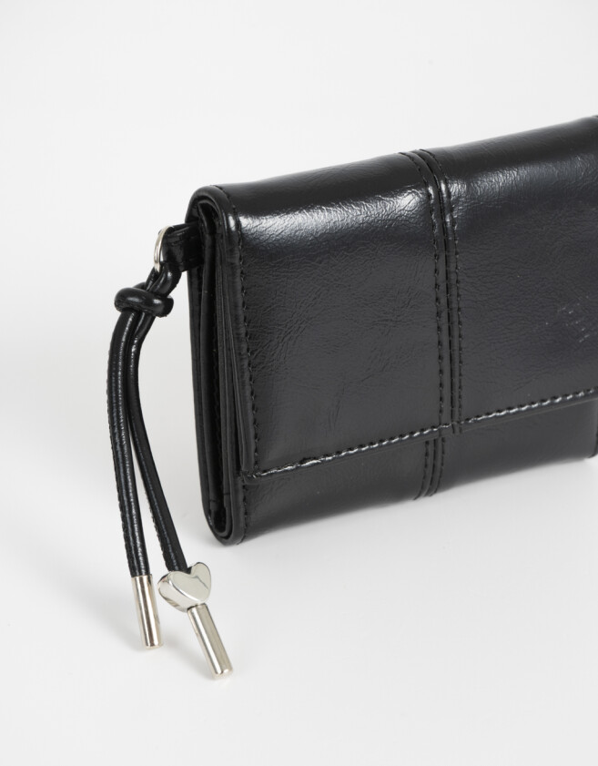 Billetera Billetera Cuerina Solapa - Negro