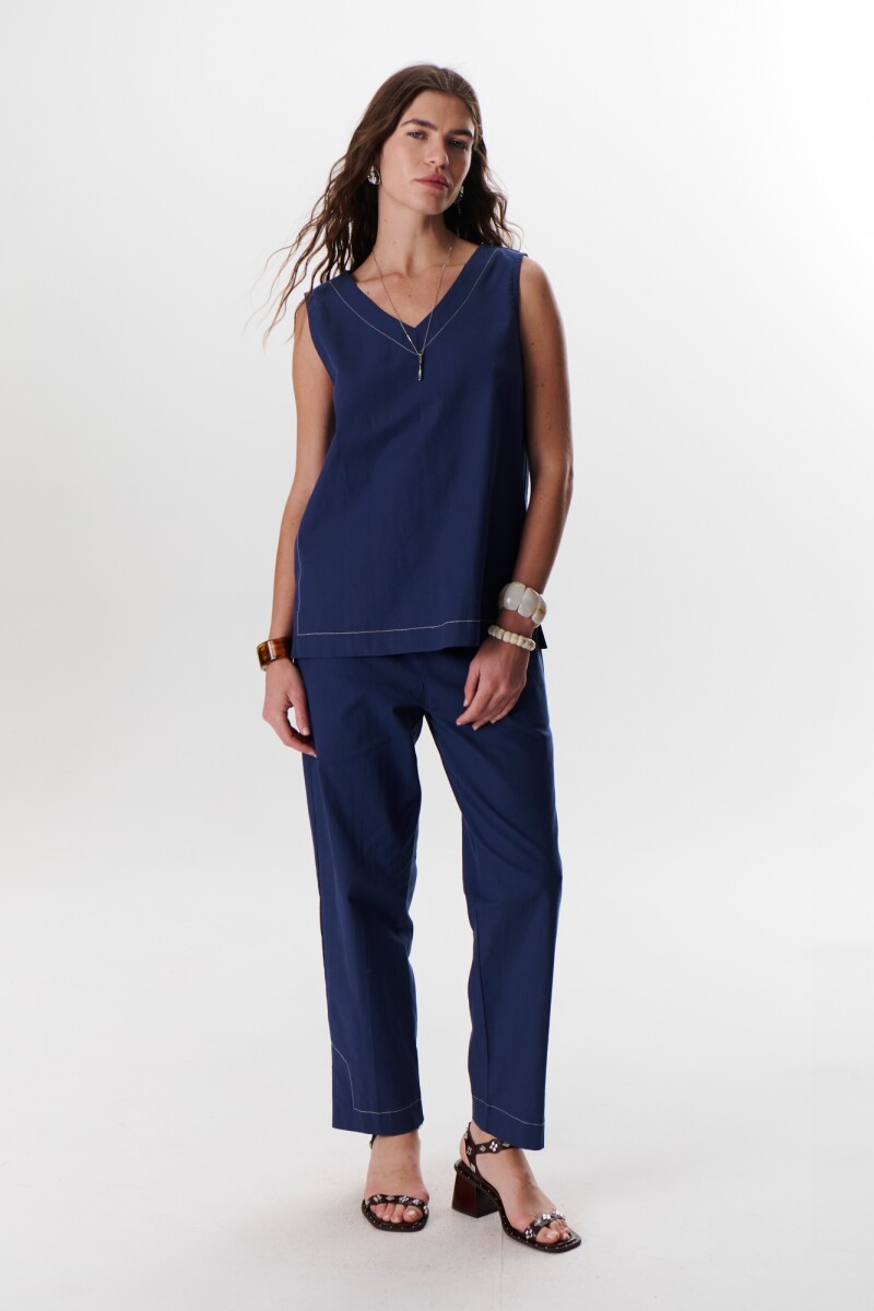 TOP LINO STRECH AZUL