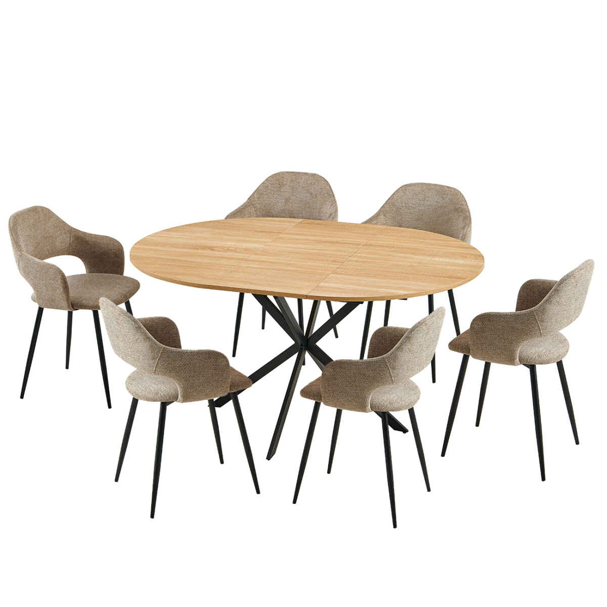 JUEGO DE COMEDOR MESA EXTENSIBLE Y 6 SILLAS 