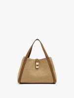 Bolso Tote Efecto Rafia Con Bandolera natural