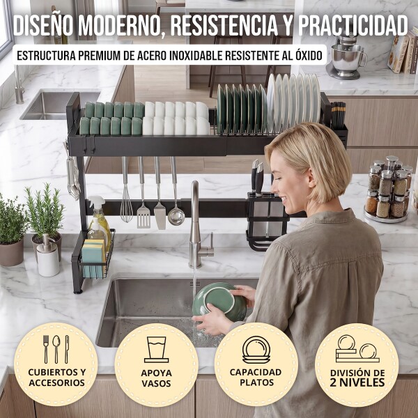 Escurridor De Platos Ajustable Extensible 62 A 92 Cm Acero Negro Para Vajilla Imback Escurridor De Platos Ajustable Extensible 62 A 92 Cm Acero Negro Para Vajilla Imback