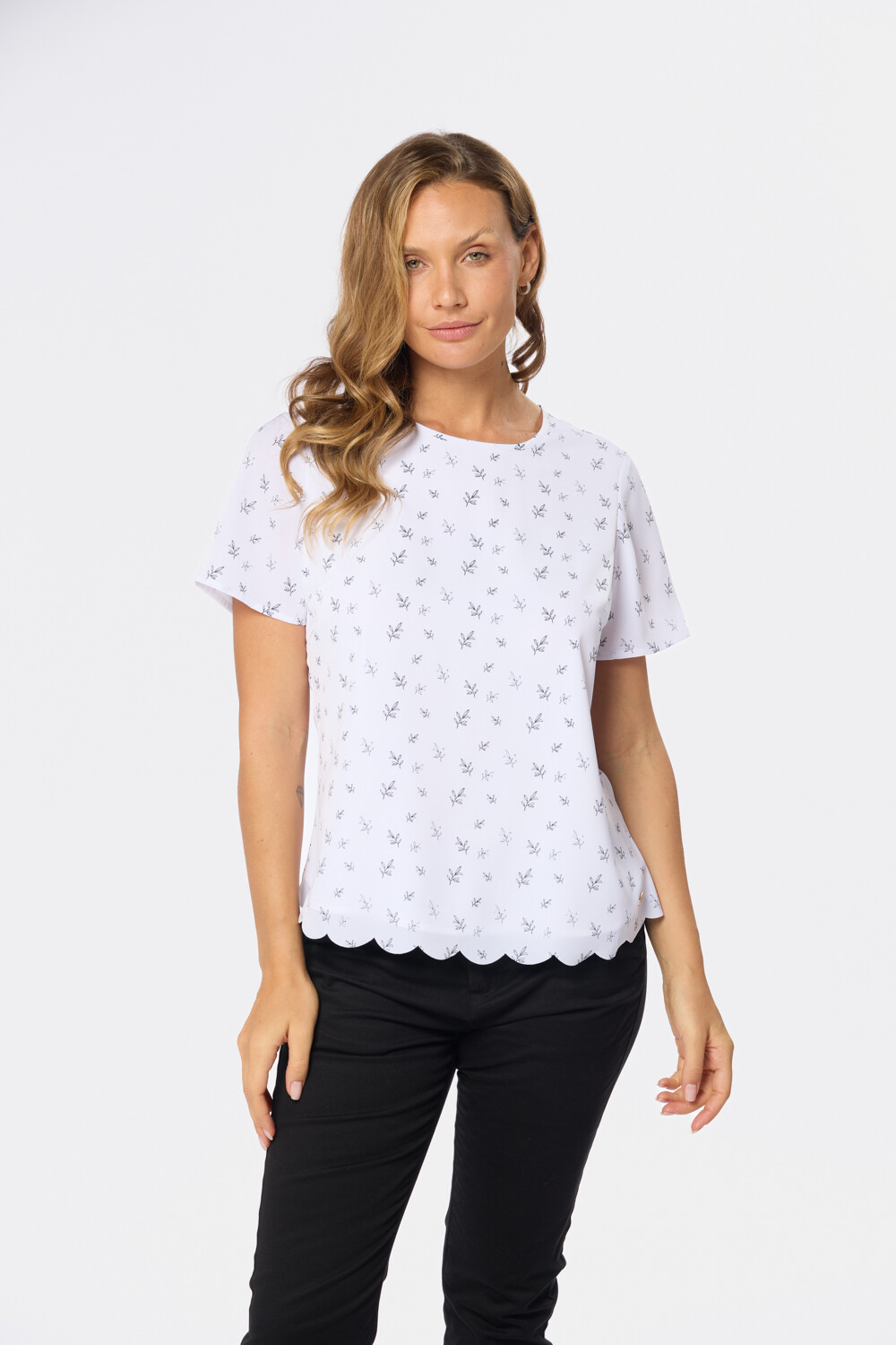 BLUSA CLÁSICA Hojas Negra