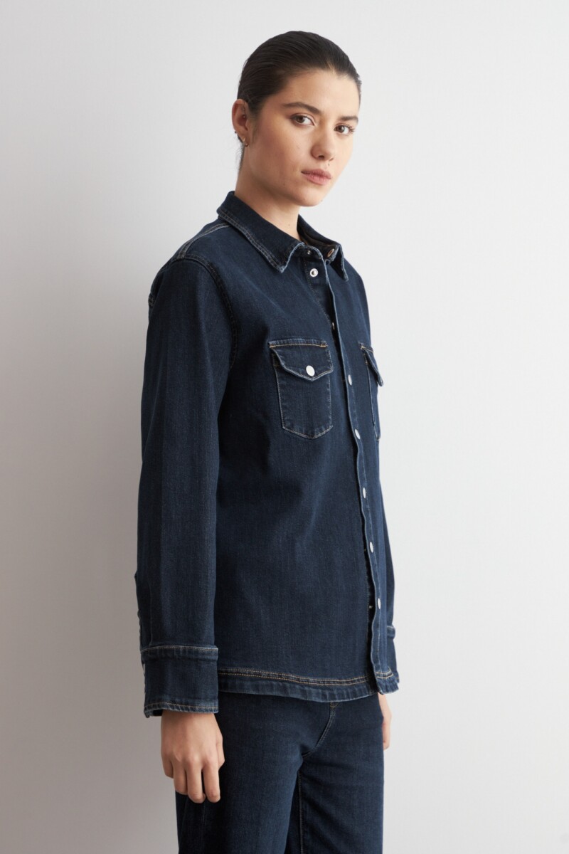 Camisa de jean jean oscuro