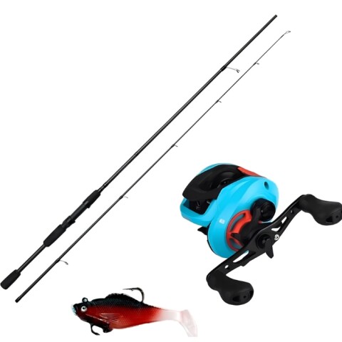 Kit De Pesca Okuma Caña + Reel Rotativo + Señuelo DIESTRO