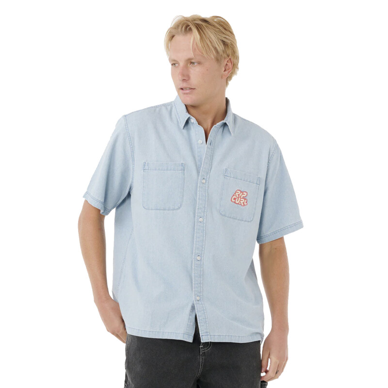Camisa Rip Curl Raw Energy Denim - Celeste Camisa Rip Curl Raw Energy Denim - Celeste