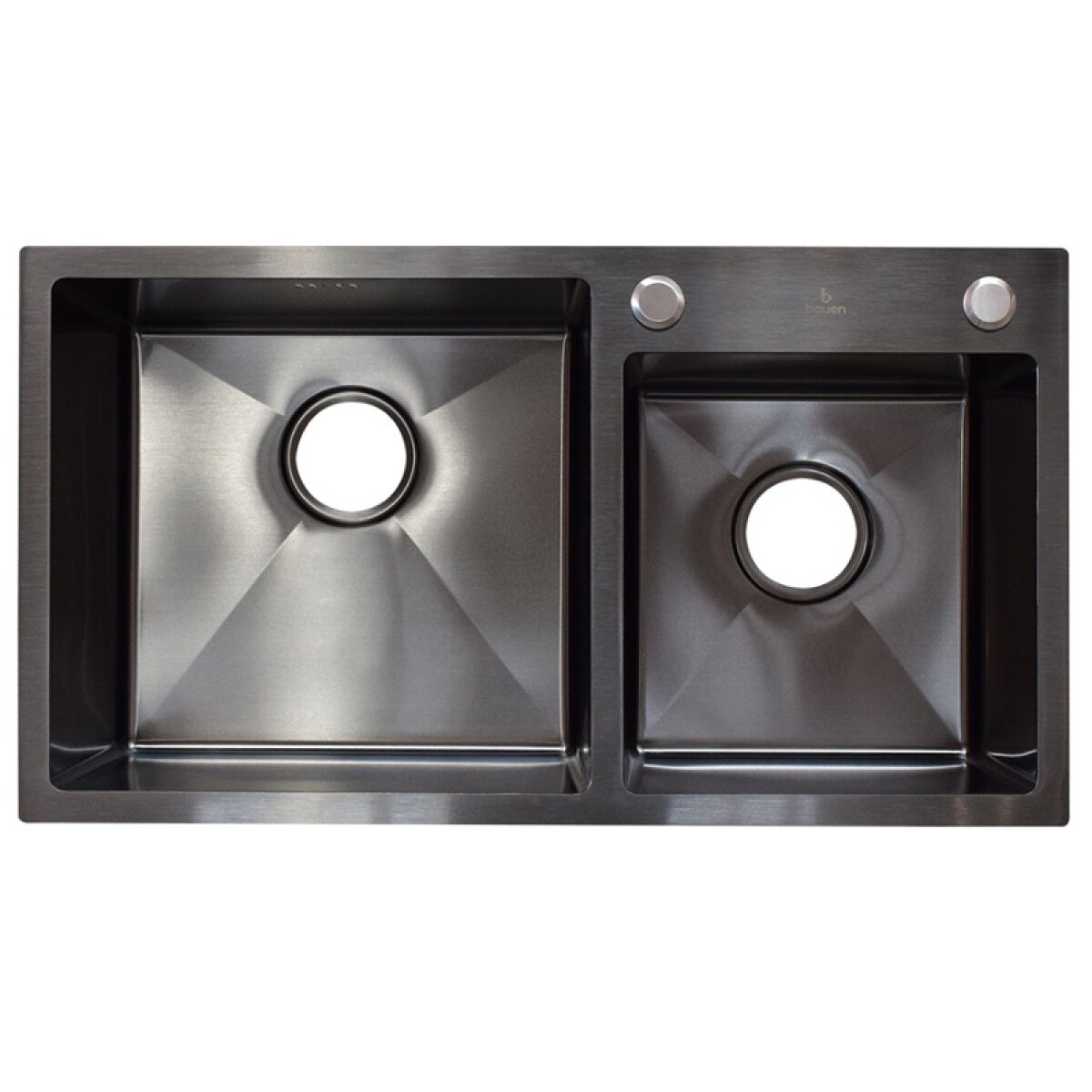 Pileta Doble 201 Negro Mate Con Dispensador De Jabon 