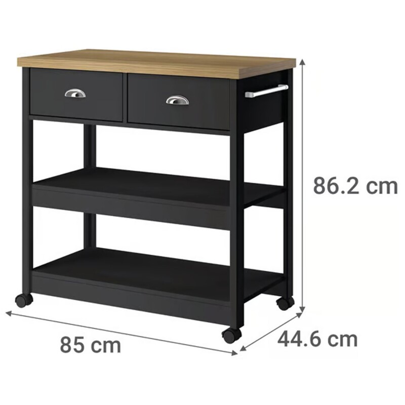 Mesa de Cocina Móvil Multiuso Just Home Collection Denver con 2 Cajones y 2 Estantes Mesa de Cocina Móvil Multiuso Just Home Collection Denver con 2 Cajones y 2 Estantes