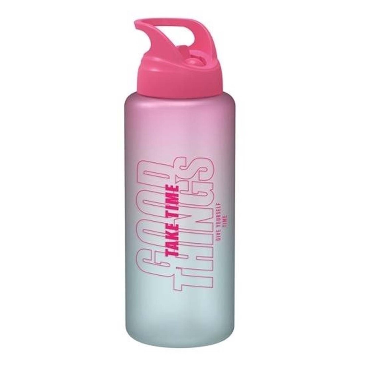 Botella Tritán Deco Letras Plástica 1Lt c/ Manija Moly Renga - Rosa 