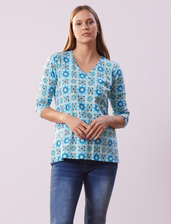 Blusa Algodon VERDE/MULTI