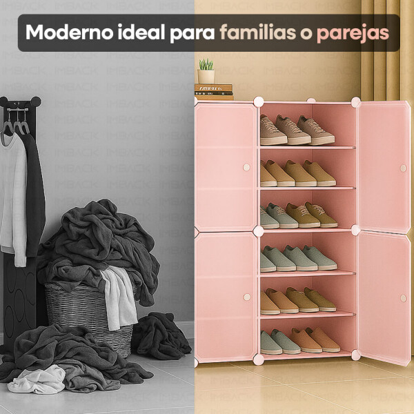 Armario Organizador de Zapatos IMBACK IBK-PLC003 | 6 Puertas, Modular, Resistente y Gran Capacidad Rosa Armario Organizador de Zapatos IMBACK IBK-PLC003 | 6 Puertas, Modular, Resistente y Gran Capacidad Rosa