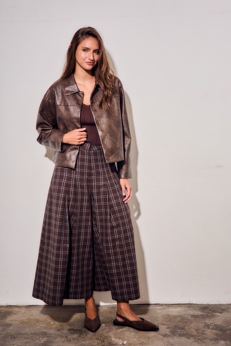 Pantalón Extra Wide Cuadros Marino
