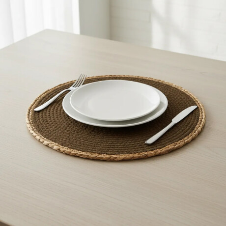 Mantel Individual en Fibra Natural y Algodón Ø38Cm Paramount Marrón