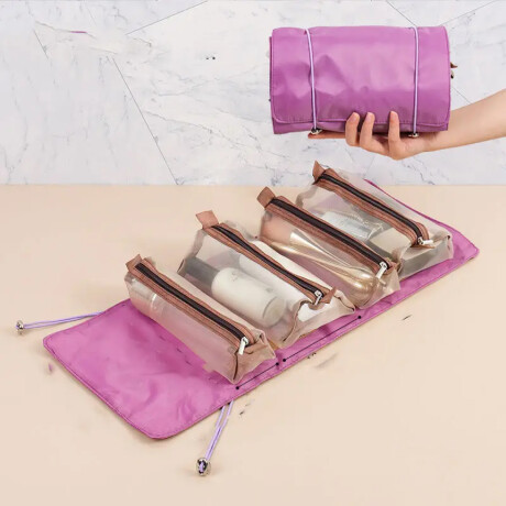 Neceser plegable con estuches con velcro Violeta