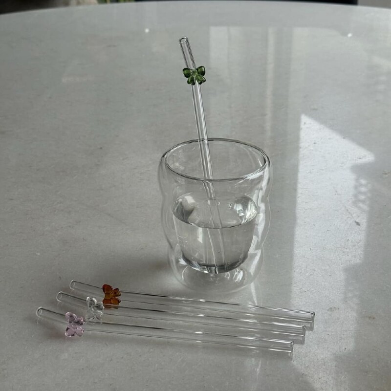 Set 4 pajitas sorbitos con diseño moña