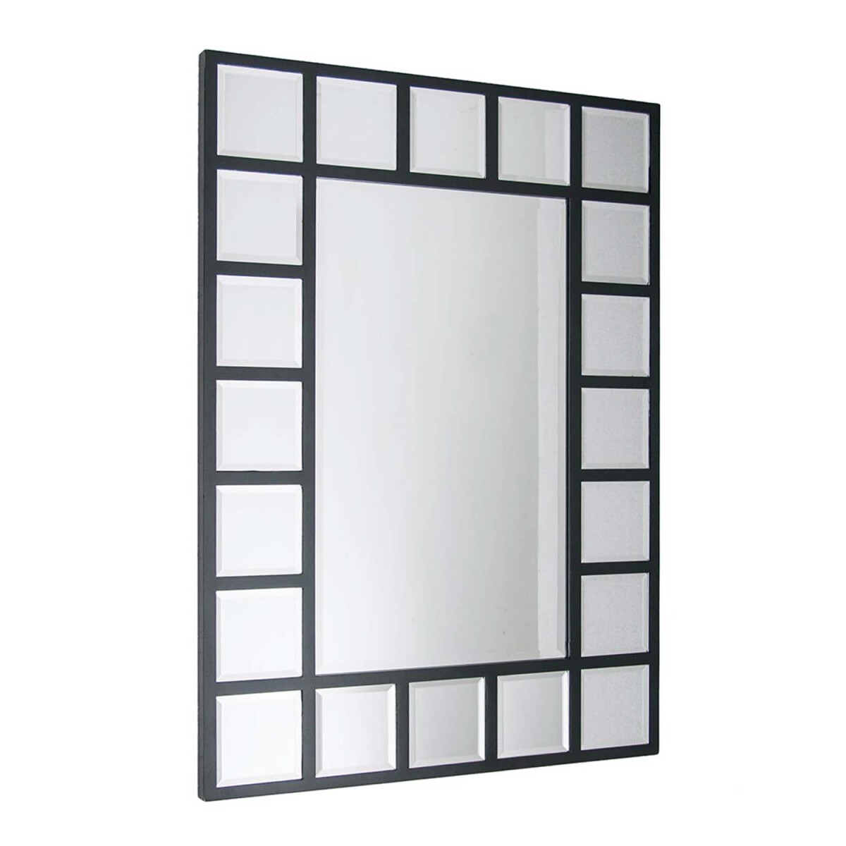 Espejo Borde Cuadriculado en Metal 61x85Cm Adorno Decoración - Negro 