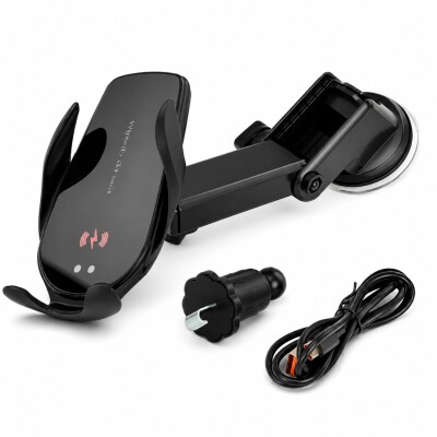 Soporte para auto con cargador inalámbrico rápido y ventosa Soporte para auto con cargador inalámbrico rápido y ventosa