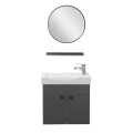 CONJUNTO DE BAÑO HABITARE MODELO OY101-50 / MUEBLE + BACHA + REPISA + ESPEJO REDONDO Conjunto De Baño Habitare Modelo Oy101-50 / Mueble + Bacha + Repisa + Espejo Redondo