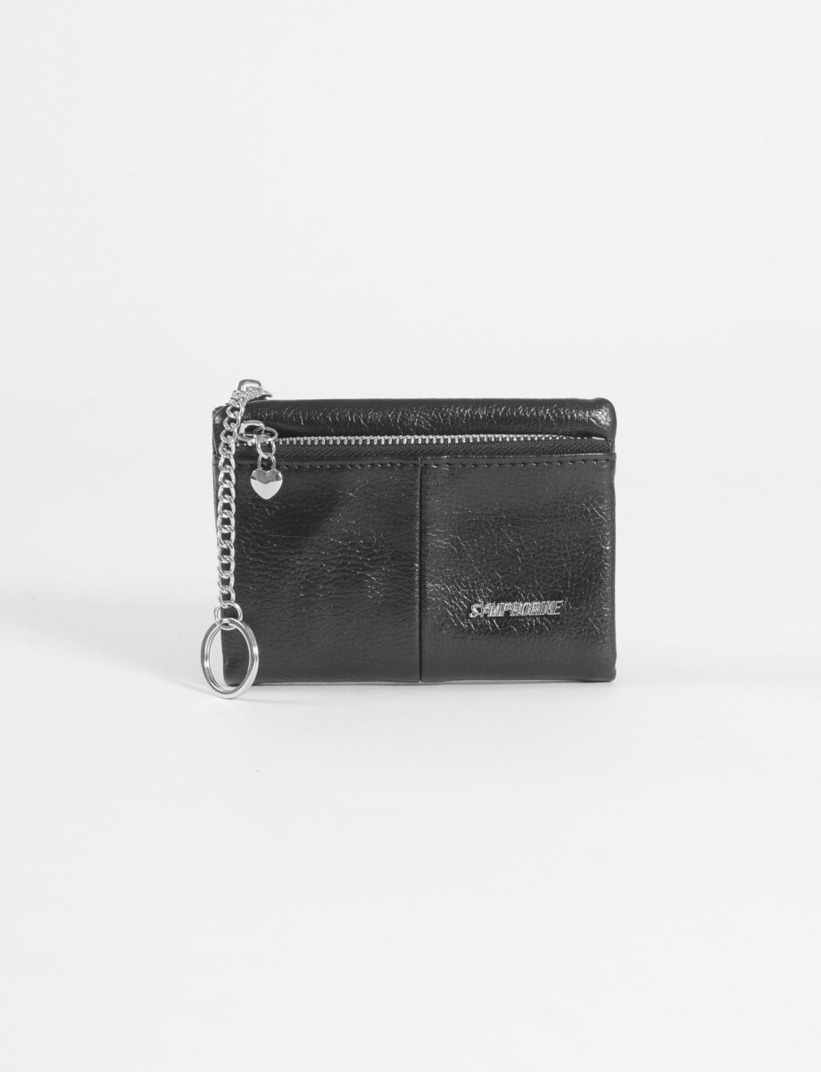 Billetera flap con cierre - negro 