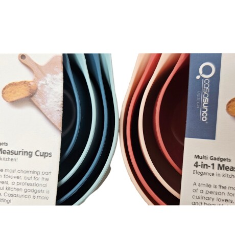 Set Tazas Medidoras 4 en 1 Repostería Cocina en Plástico Azul