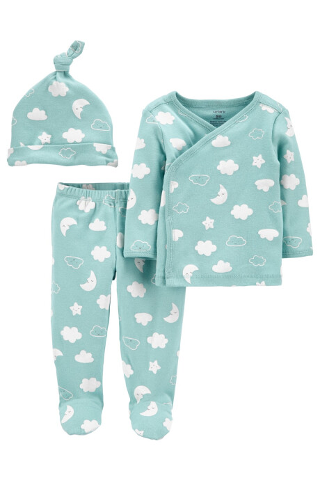 Pijama tres piezas batita, pelele con pie y gorro de algodón (Mercadería sin cambio) 0