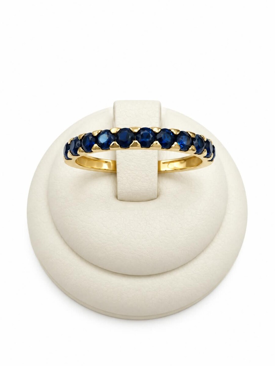 Anillo medio sin fin en Oro con piedras azules 