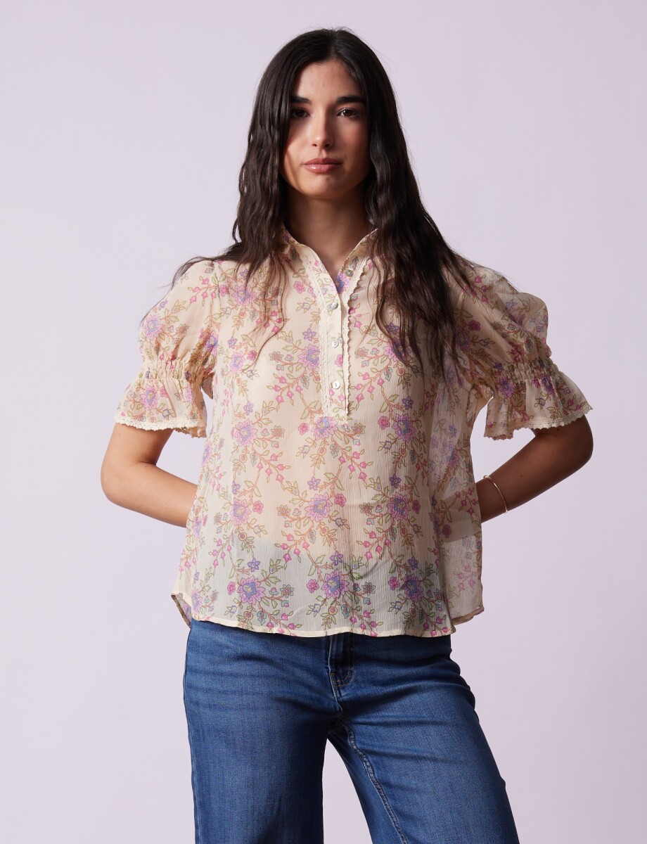 Blusa Printed - Multi/beige 