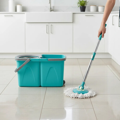Mopa Balde Acero 2 Baldes Con Desagote Mas Repuesto Calidad Turquesa