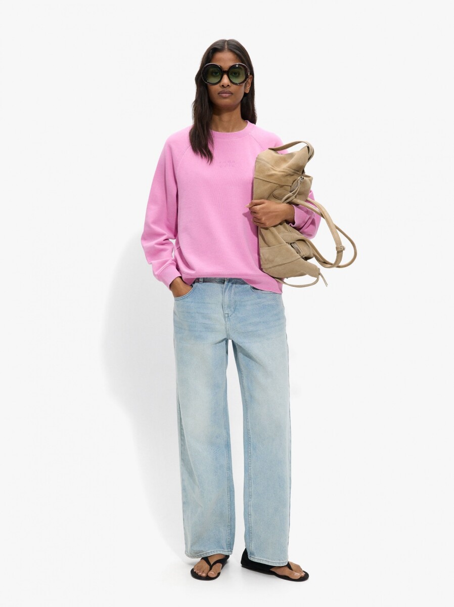 Sudadera De Algodón Con Bordado - rosa 