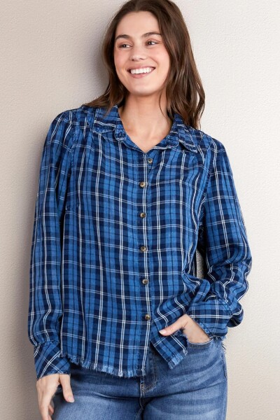 CAMISA IZZY PLEAT Azul