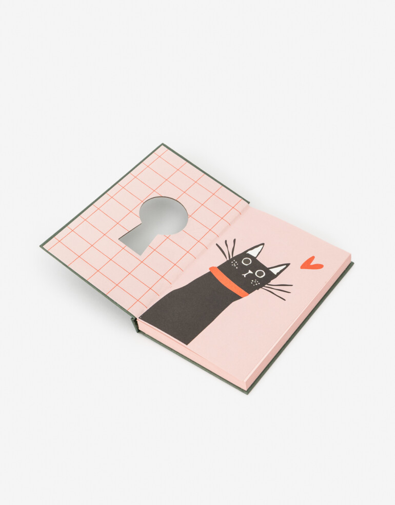 Anotadores Cuadernos y Memos Cuaderno Cuaderno Calado Diseño Gato - Verde Oscuro