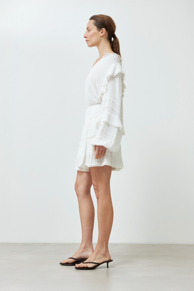 Falda bambula con volados crudo