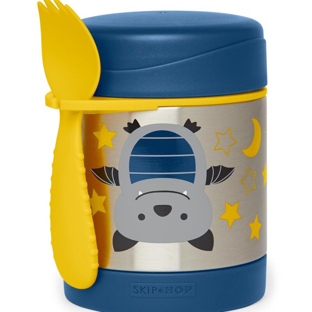 Tupper de acero inoxidable con cubierto, diseño murciélago 