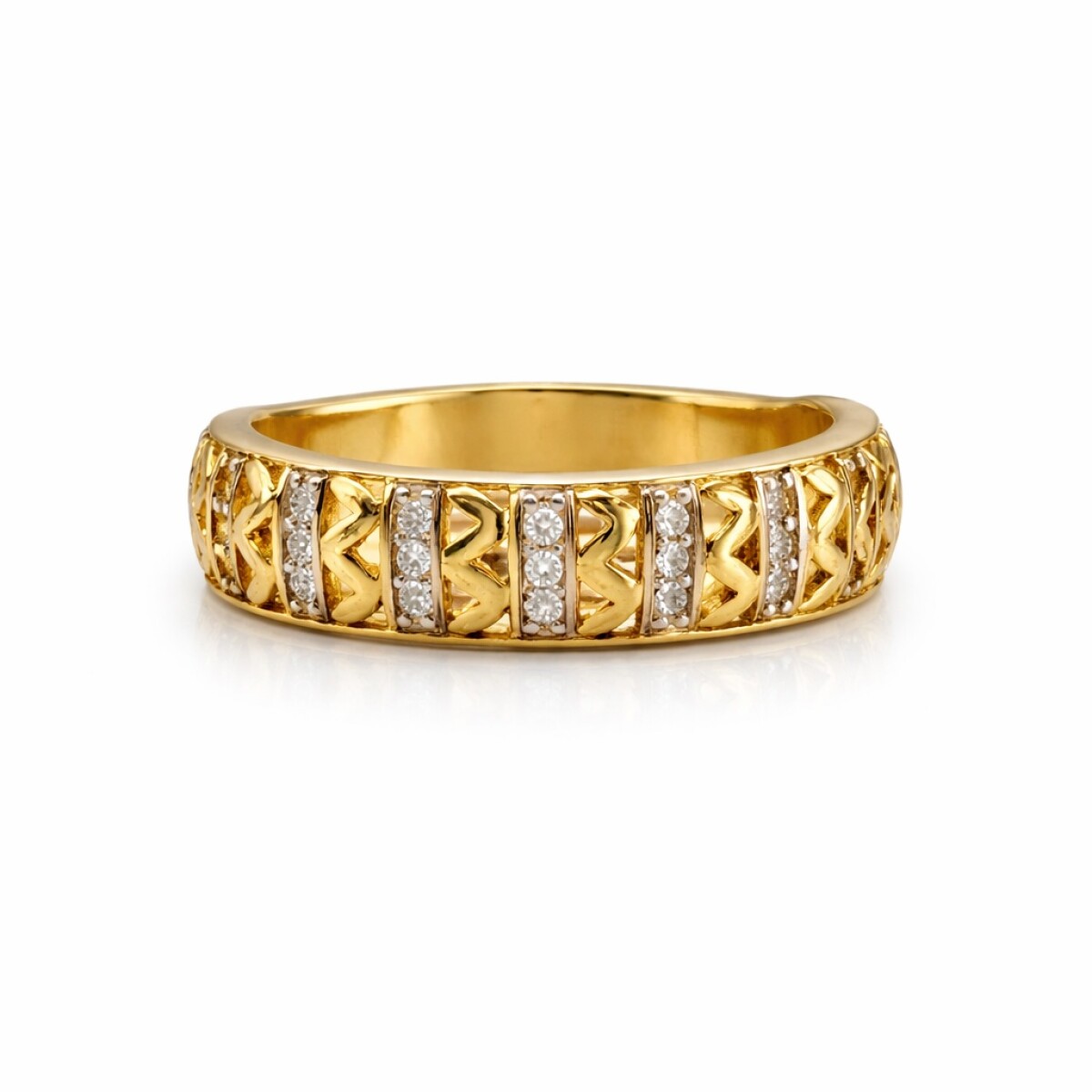 Anillo Calado - Zig Zag - Oro bajo-Con Zirconias-AN8568 - sinpiedra 