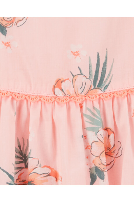 Vestido de algodón con broderie, diseño floral. Talles 2-5T Sin color