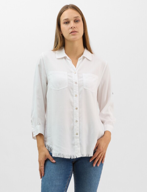 Camisa Tencel Flecos BLANCO