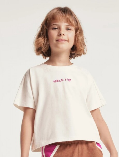 CAMISETA INFANTIL MANGA CORTA CON ESTAMPAS BEIGE