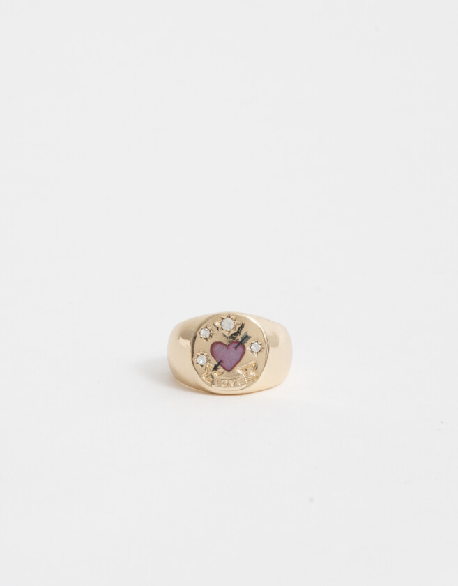 Anillos Medianos y Grandes Místco Anillo Con Corazón Dorado - Dorado
