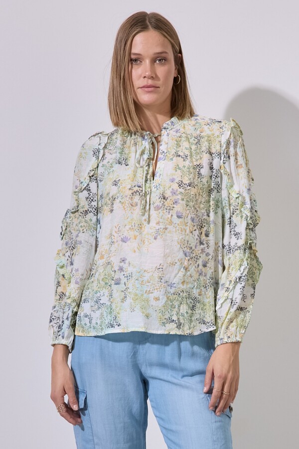 Blusa Lazo Gasa Print VERDE/MULTI