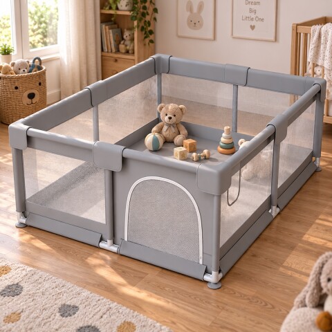 Corral para bebe corralito seguridad puerta pelotero niños IMBACK Color Gris Corral para bebe corralito seguridad puerta pelotero niños IMBACK Color Gris