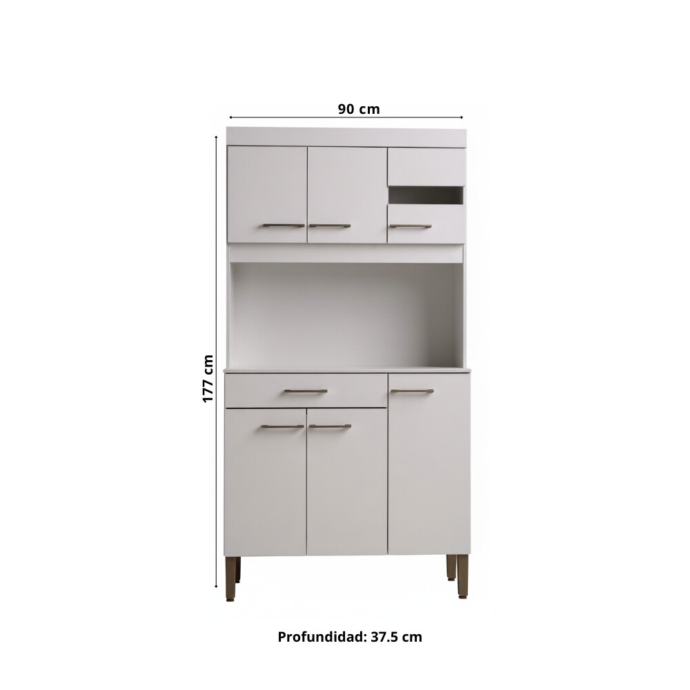 KIT DE COCINA ALACENA COMPACTA ARMARIO APARADOR - 6 PUERTAS 1 CAJÓN BLANCO