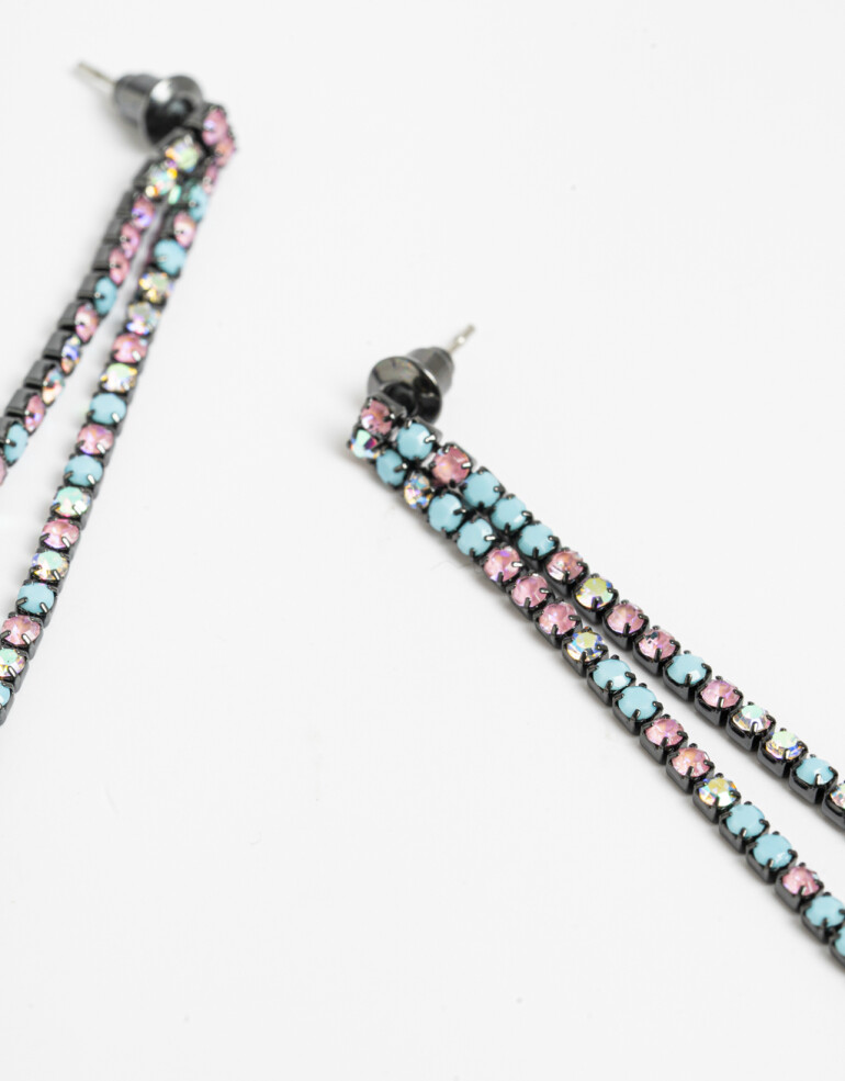 Aros Colgantes Largos Strass Aros Colgantes Largos Strass - Combinacion Multicolor