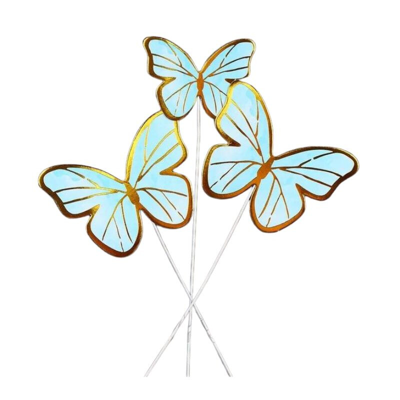 Topper Diseño de Mariposa x12 Celeste