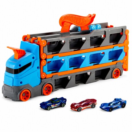 Camión Remolque de Carreras Hot Wheels 3 Vehículos 001
