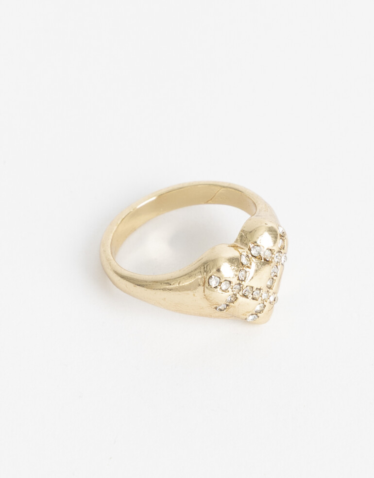 Anillos Medianos y Grandes Strass Anillo Corazón Strass - Dorado