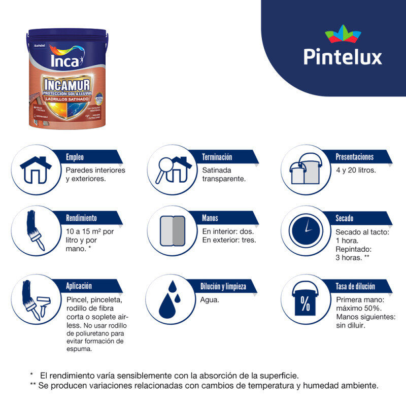 INCAMUR LADRILLO SATINADO - 4 LT INCAMUR LADRILLO SATINADO - 4 LT