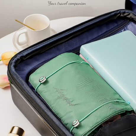 Neceser plegable con estuches con velcro Verde