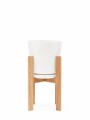 MACETA CERAMICA GRANDE CON SOPORTE BAJA BLANCA
